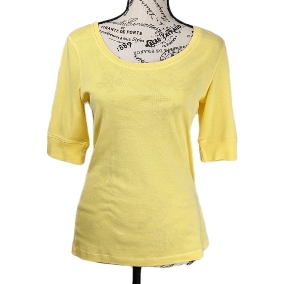 Jones New York Women's Size Small Light Yellow 3/4 Sleeve Top - Picture 3 of 6